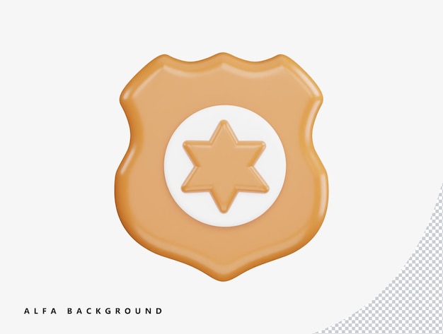 Stern und Schutzschild mit 3D-Rendering-Vektorsymbolillustration