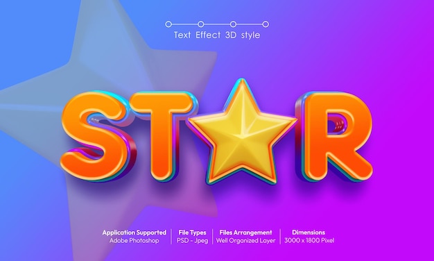 Sterntext-Effekt mit 3D-Schriftartstil