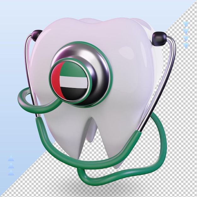Stéthoscope De Dentiste 3d Drapeau Des émirats Arabes Unis Rendu Vue Droite