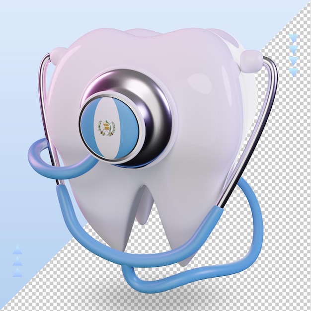 stéthoscope dentiste 3d drapeau guatémaltèque rendu vue droite