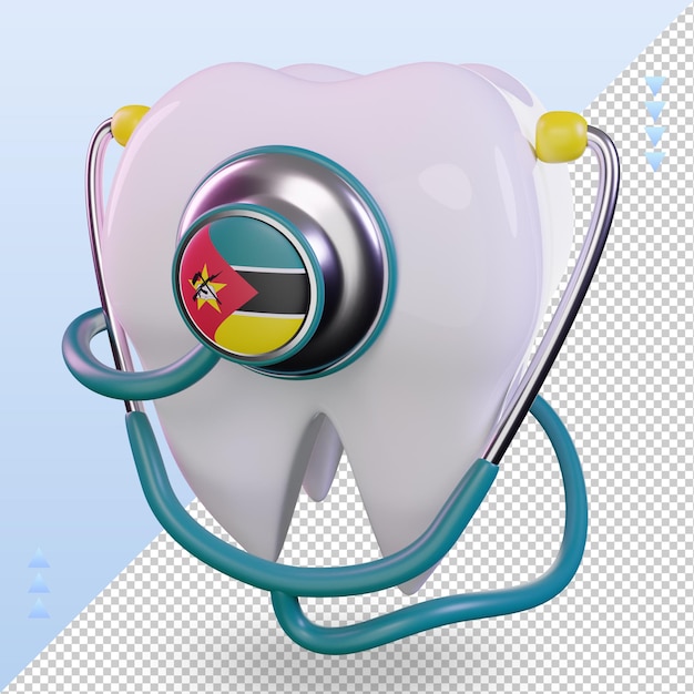 Stéthoscope Dentiste 3d Drapeau Mozambique Rendu Vue Droite