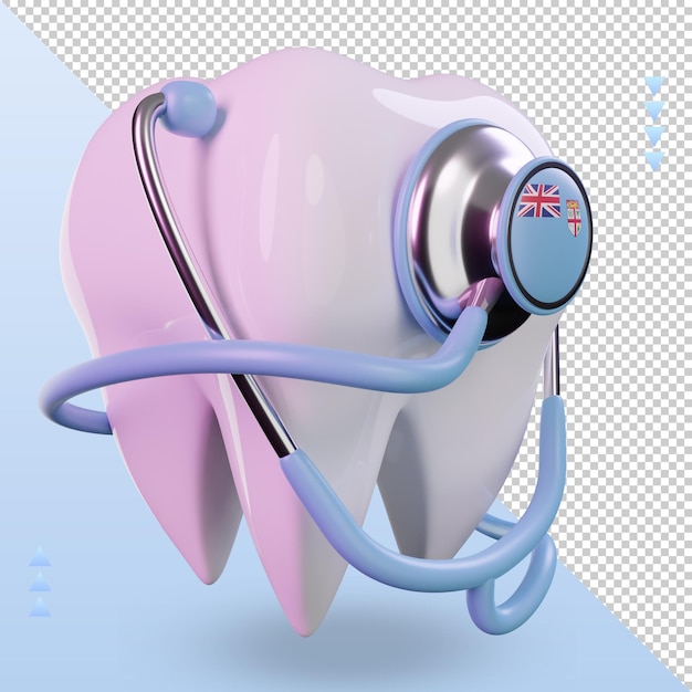 Stéthoscope Dentiste 3d Rendu Drapeau Fidji Vue Gauche