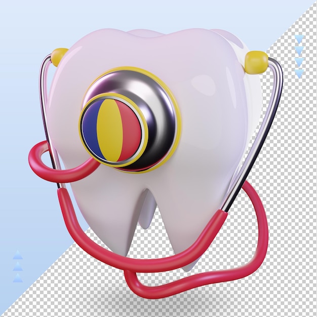 PSD stéthoscope dentiste 3d roumanie drapeau rendu vue droite