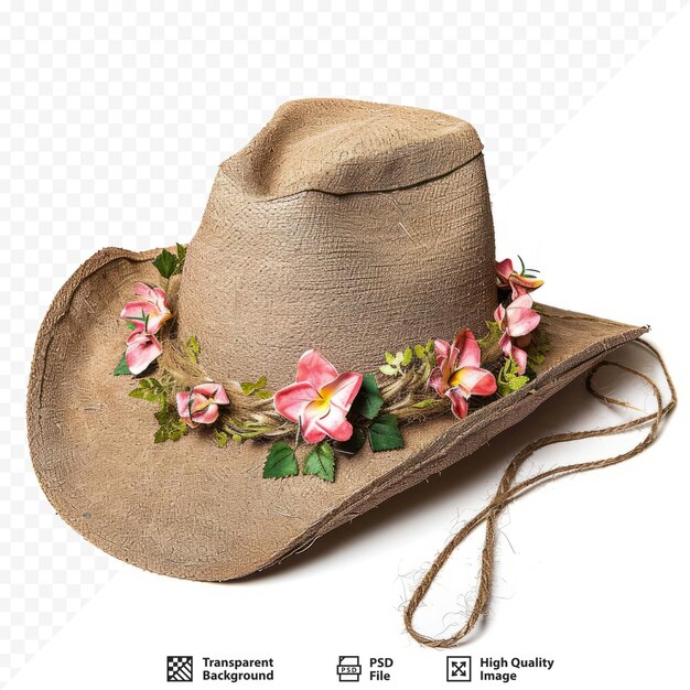 PSD stetson de linho com trança floral isolado com caminho de corte