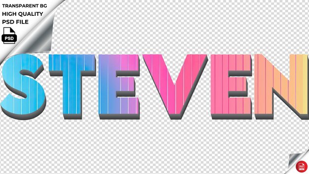 PSD steven tipografía arco iris colorido texto textura psd transparente