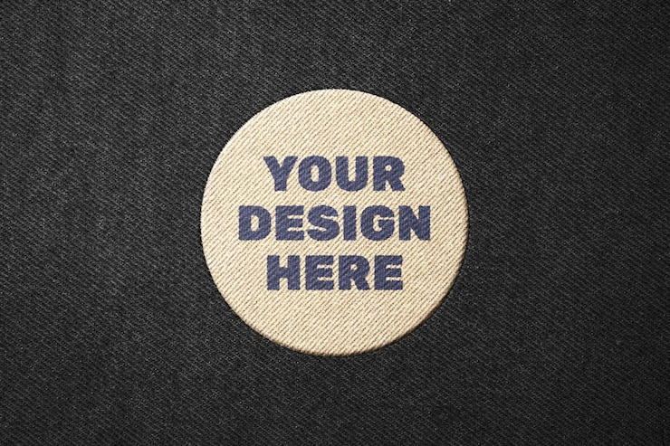 PSD stichbroderie-patch-rundetikett-mockup für die stickerei