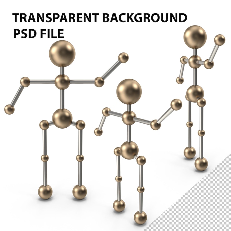 PSD stick man bronze png