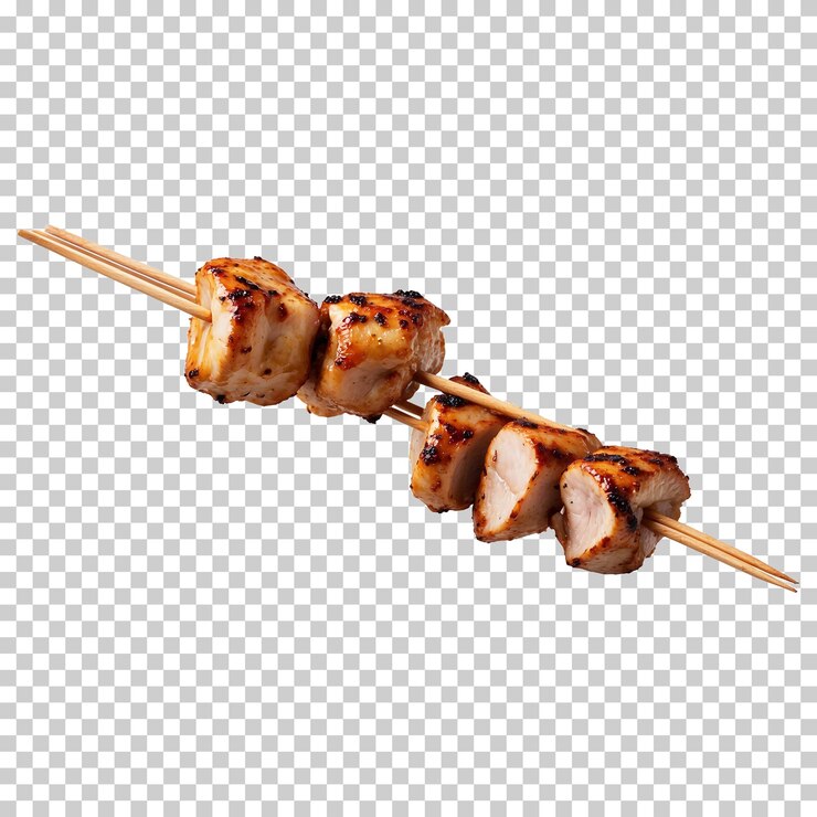 PSD a stick of grilled skewers isolated on transparent background