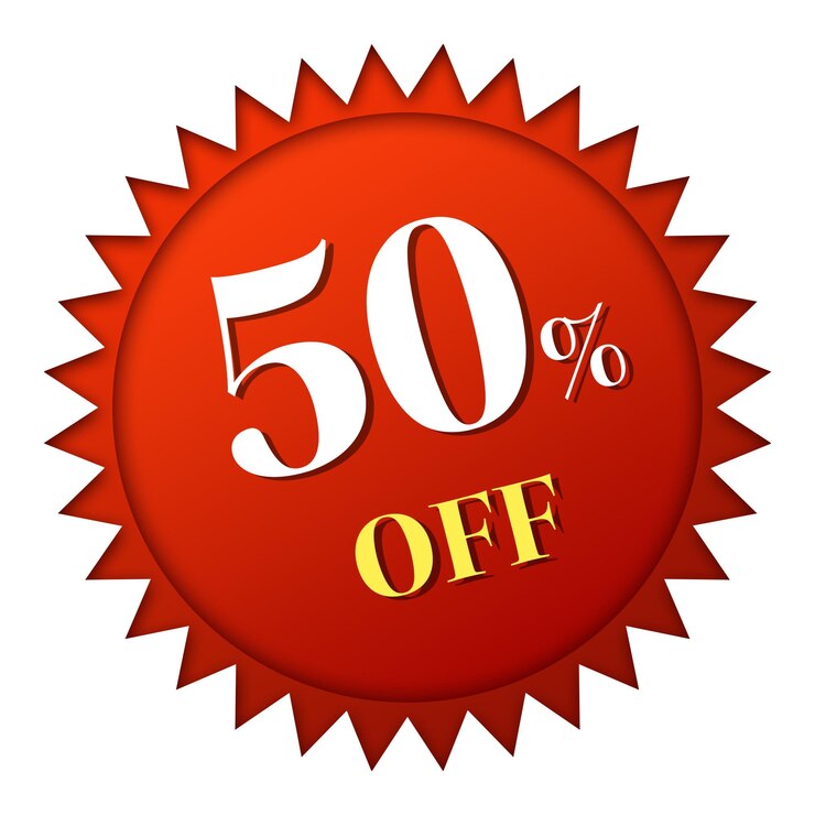 sticker 50 percent off