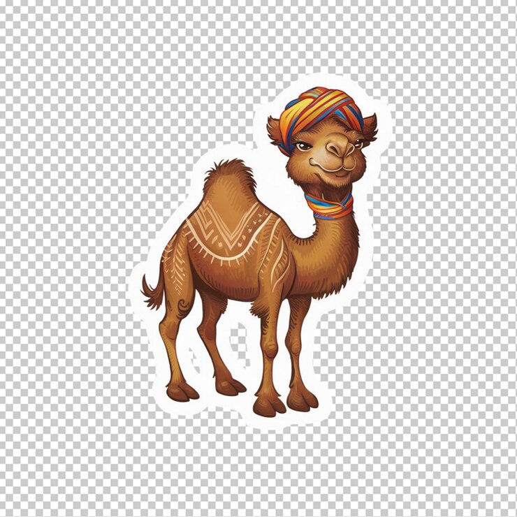 PSD sticker of a brown camel isolated on transparent background