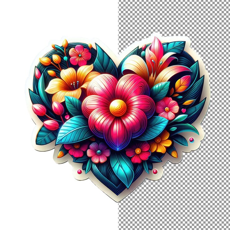 PSD sticker of love símbolo de amor aislado en un fondo png