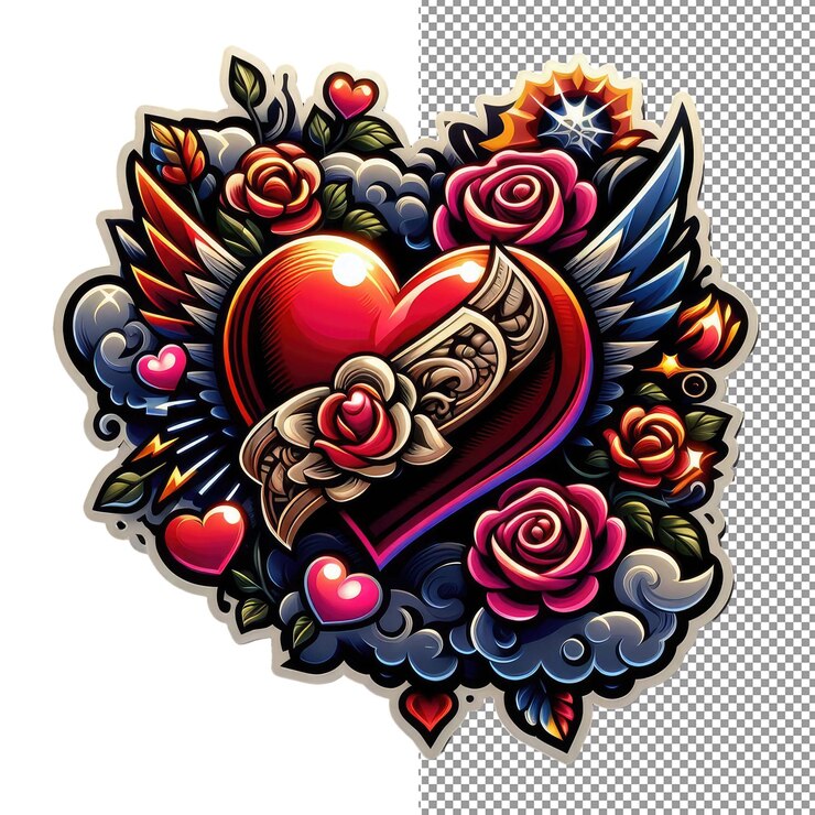 PSD sticker of love símbolo de amor aislado en un fondo png