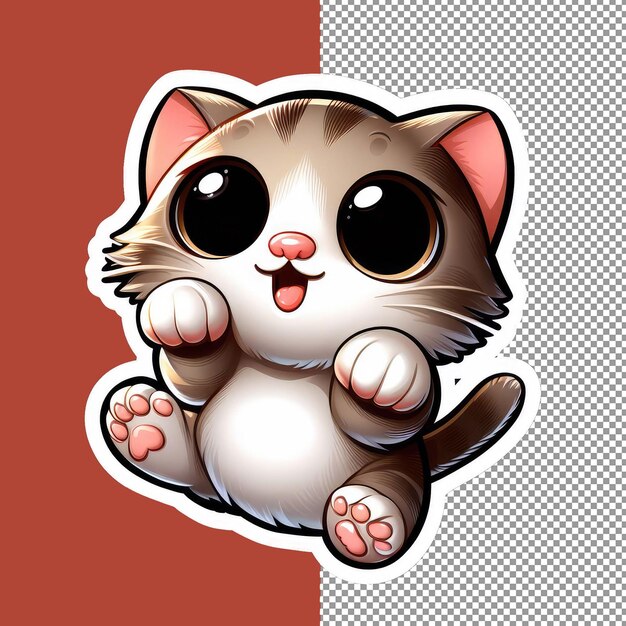 PSD sticker en png avec le visage d'un chat adorable