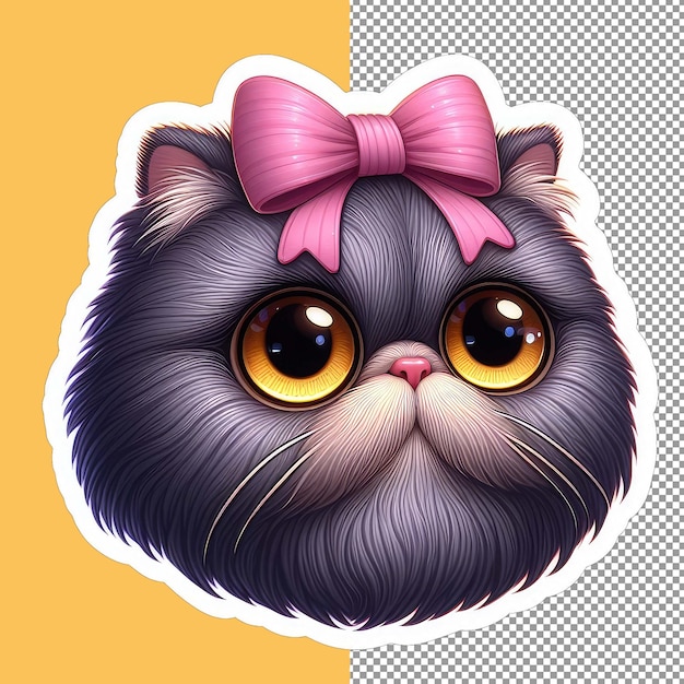 PSD sticker en png avec le visage d'un chat adorable