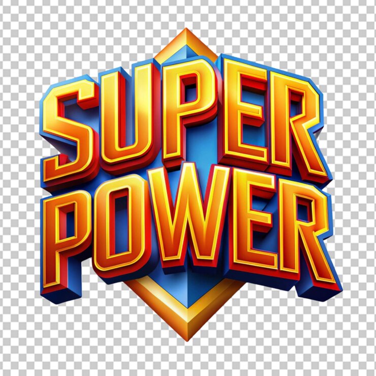 PSD sticker super power sticker sticker vectorial de símbolo de texto 3d en un fondo transparente