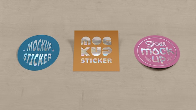 PSD stickers arrangement mockup