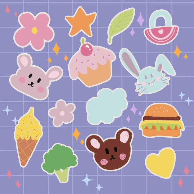 Stickers bonitos desenhados à mão