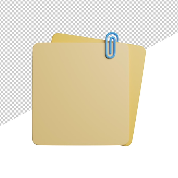 Sticky Notes Promemoria vista frontale 3d rendering icona illustrazione su sfondo trasparente