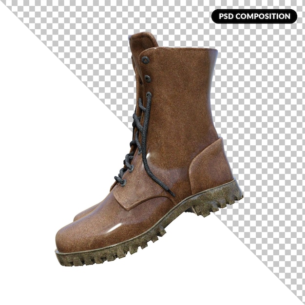 Stiefel isolierte Premium-Psd-3D-Darstellung