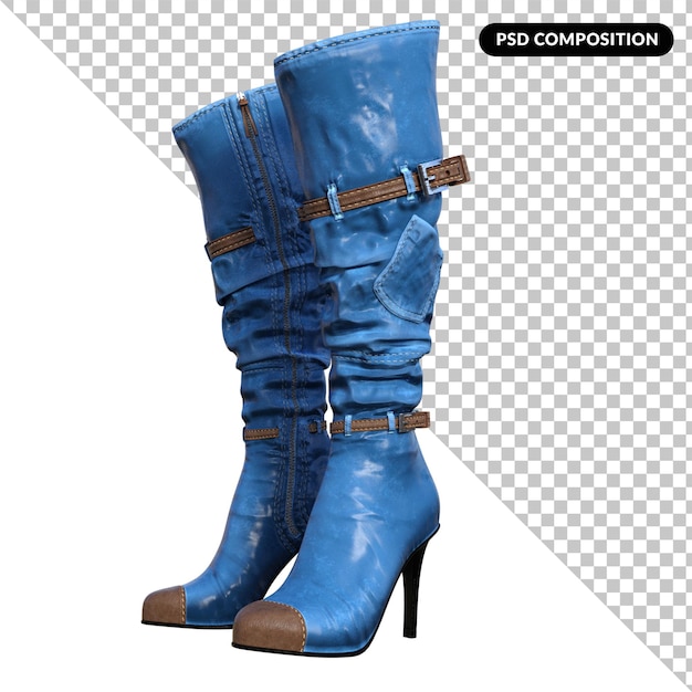 PSD stiefel weiblich isoliert 3d