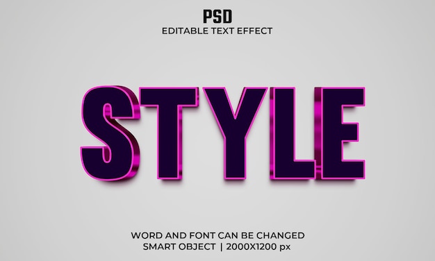 Stil 3d editierbarer Texteffekt Premium Psd mit Hintergrund