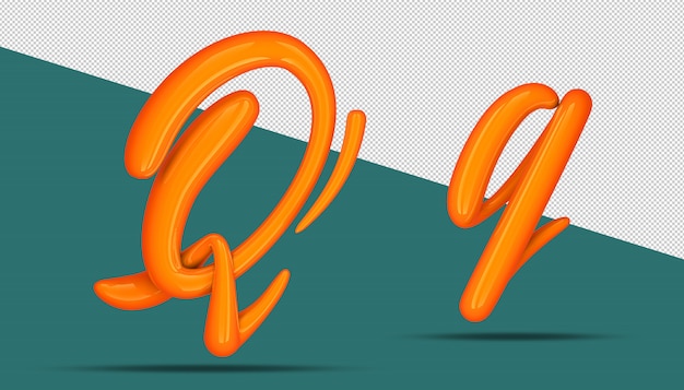 Stile di calligrafia alfabeto 3D Q