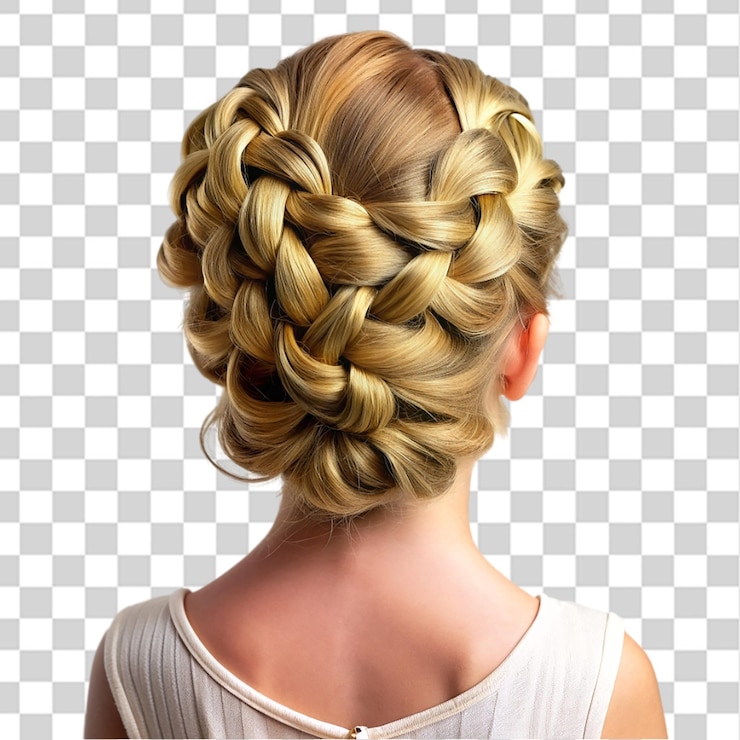 PSD stile di capelli della ragazza vista posteriore isolata su uno sfondo trasparente