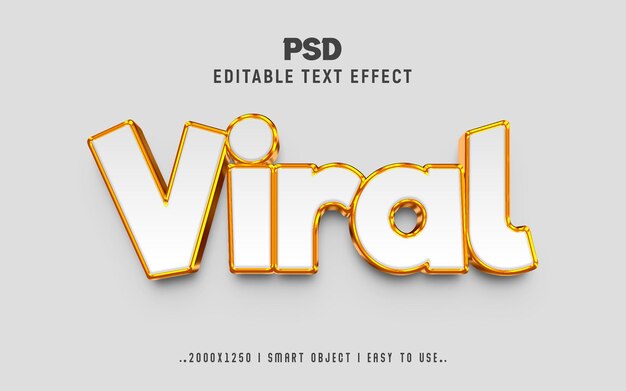 Stile di effetti di testo Psd 3D virale modificabile