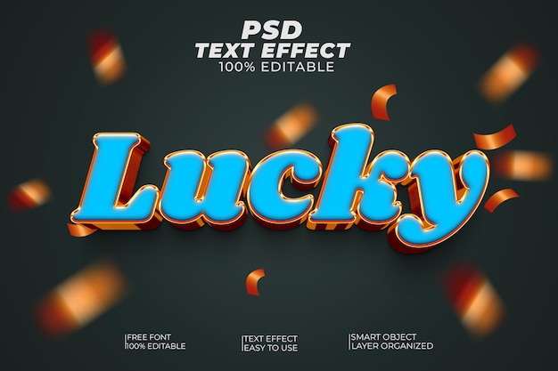 Stile di effetto di testo 3D Lucky