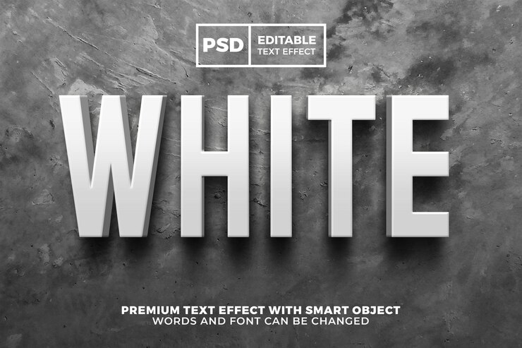Stile di effetto di testo modificabile 3d elegante audace bianco