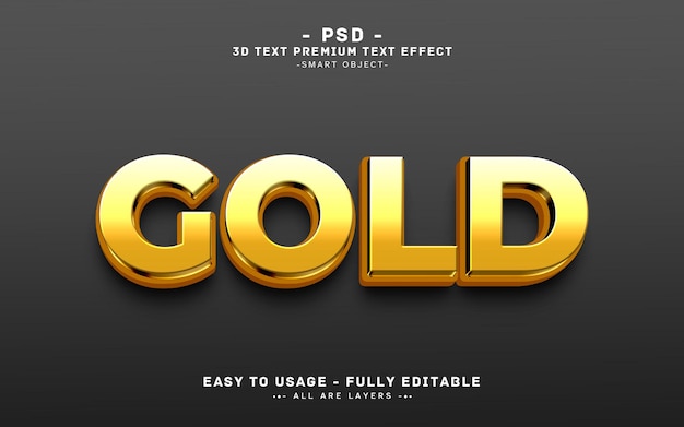 Stile di effetto di testo Photoshop 3D in oro modificabile