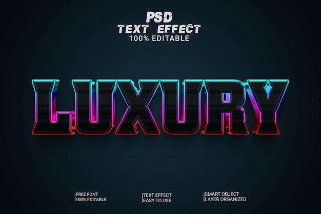 Stile di effetto testo psd di lusso 3d modificabile