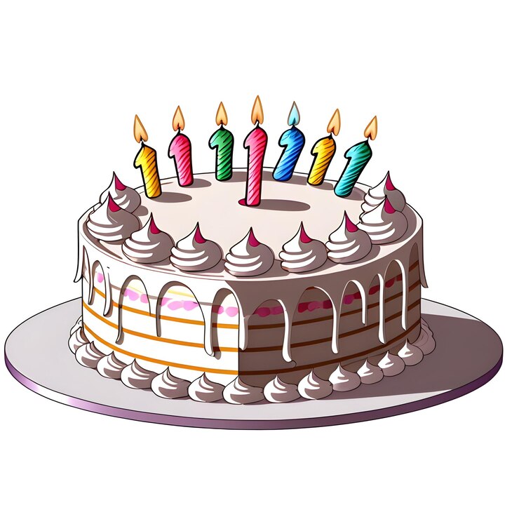 PSD stile di illustrazione di torta di compleanno sfondo trasparente isolato