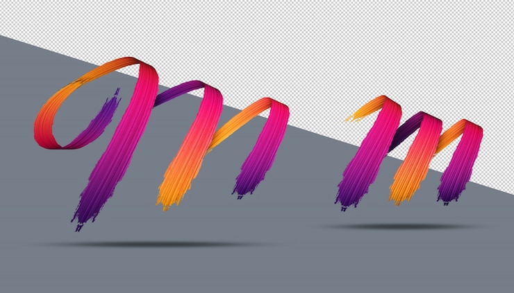 PSD stile di pittura ad olio di calligrafia di alfabeto 3d