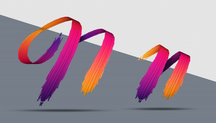 PSD stile di pittura ad olio di calligrafia di alfabeto 3d