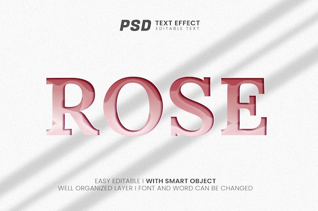 Stile di taglio della carta del modello di mockup di effetto testo modificabile rosa Psd Premium