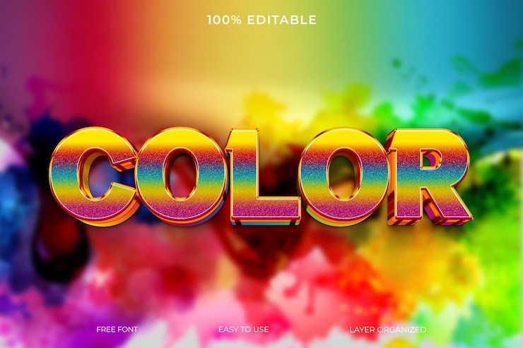 PSD stile effetto testo 3d a colori psd