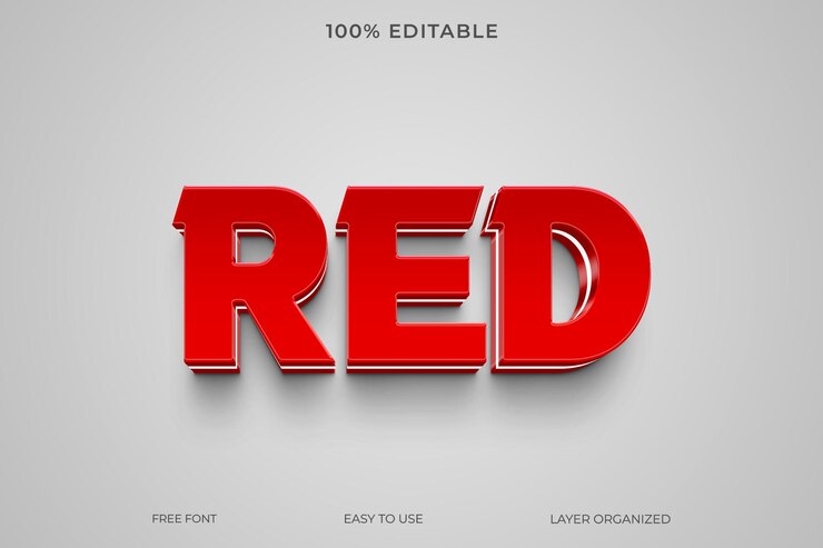 stile effetto testo 3d rosso psd