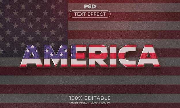 Stile effetto testo modificabile America 3d con sfondo