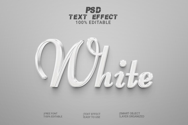 Stile effetto testo modificabile bianco 3d