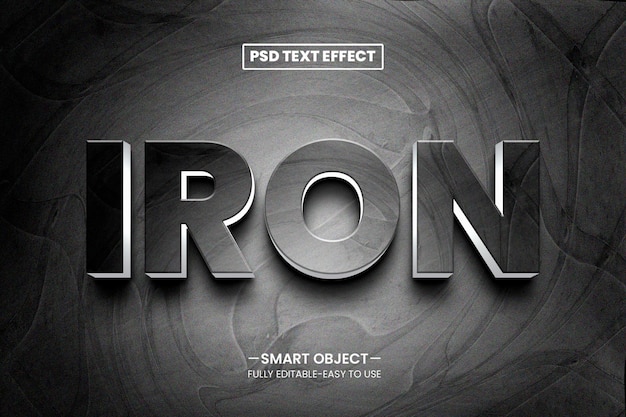 Stile effetto testo modificabile Iron Metal 3D