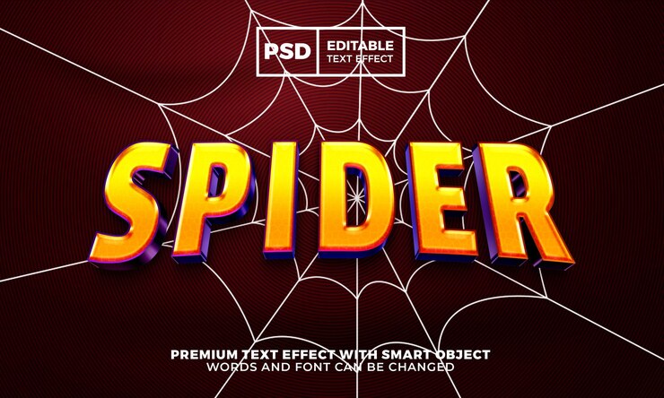 Stile effetto testo modificabile Super Hero Spider 3D