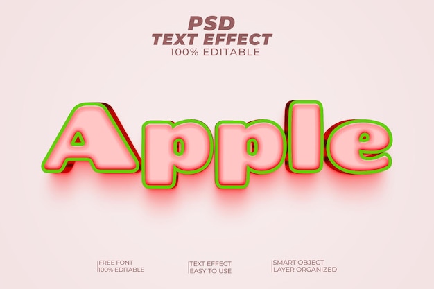 Stile effetto testo PSD modificabile Apple 3d