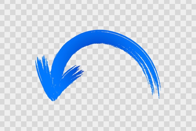 Stile pennello blu Pennello curvo freccia che indica verso il basso
