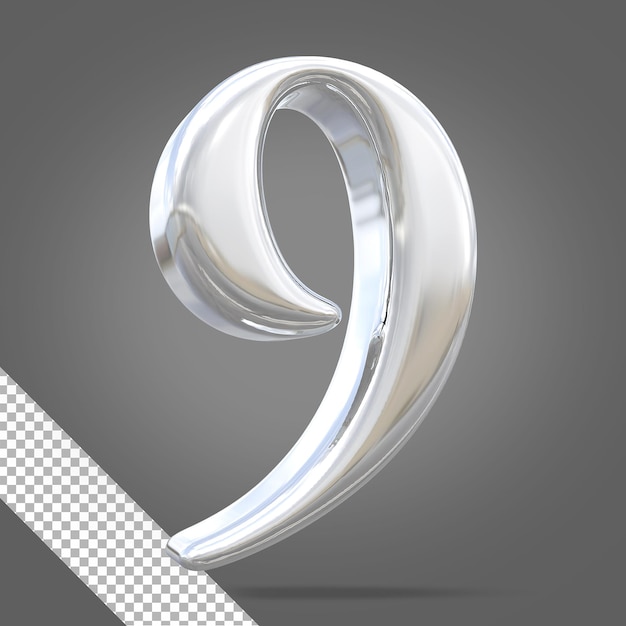 Stili 3d argento numero 9