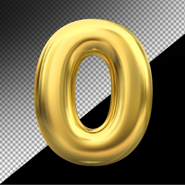Stili di palloncini 3d oro numero 0