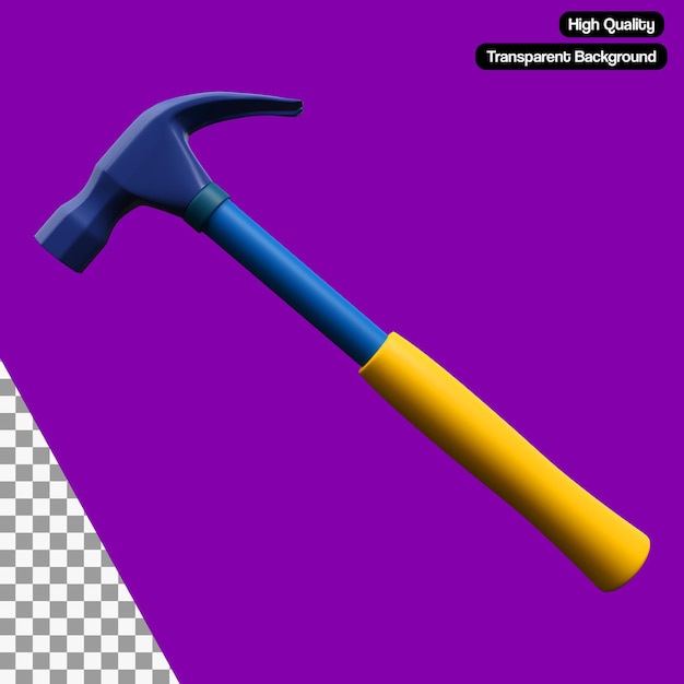 PSD stilisierte illustration des hammers 3d. psd-transparenter hintergrund