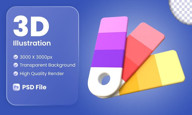 PSD stilisierte seitenansicht der 3d-farbpalette