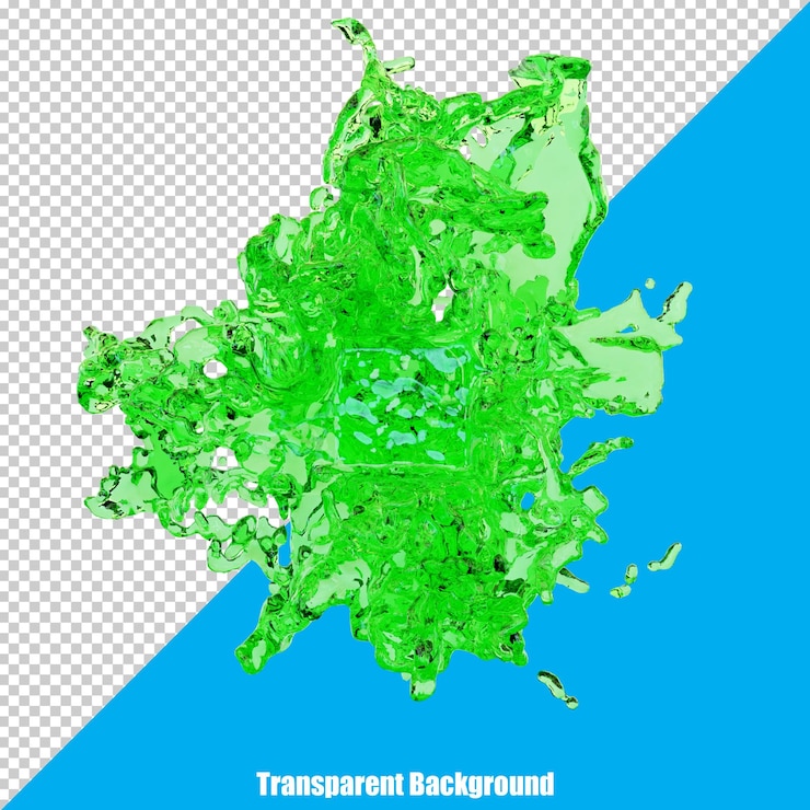 PSD stilisierter 3d-flüssigkeitsspritzer mit realistischem aussehen auf transparentem hintergrund