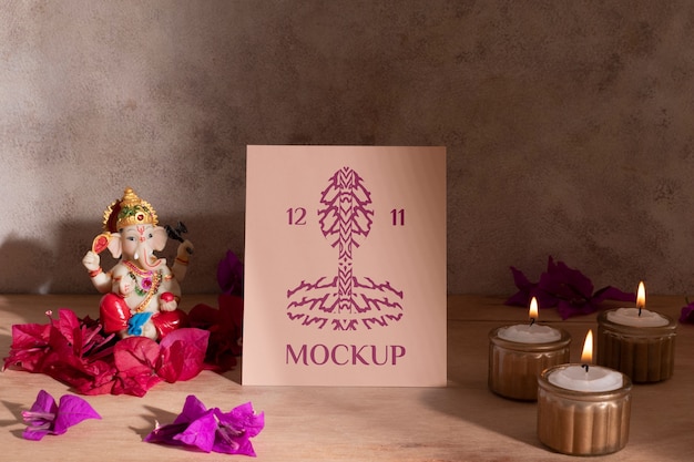 Still life di un modello di cartolina di Diwali